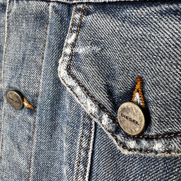 Diesel Distressed Denim Jacket Mens Sz M - Picture 4 of 8